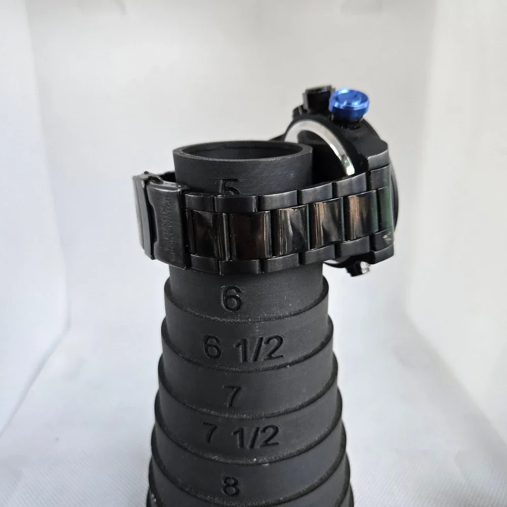Shark Sport Watch Mens Black Dual Display Analog Digital Blue Crown 5.5in Tested